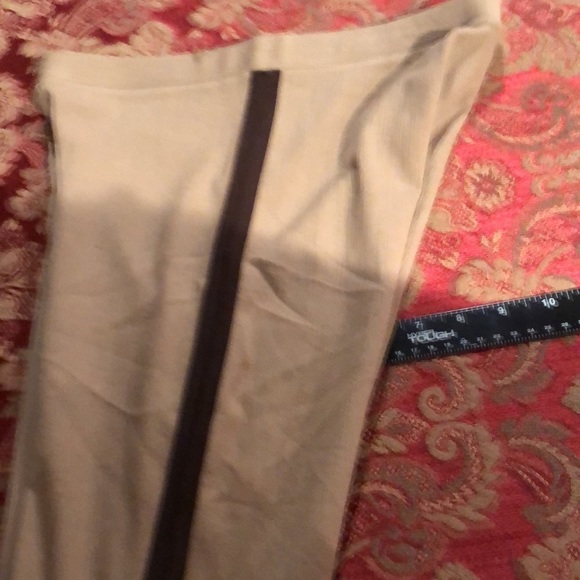 Ralph Lauren size Medium Tan stretch leggings with brown tuxedo stripe leg - Picture 6 of 8